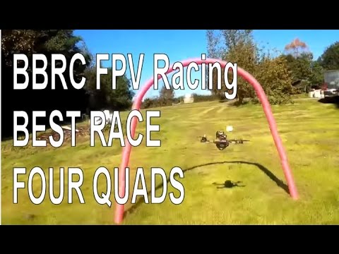 FPV racing – four mini quadcopters battling at BBRC Devon UK