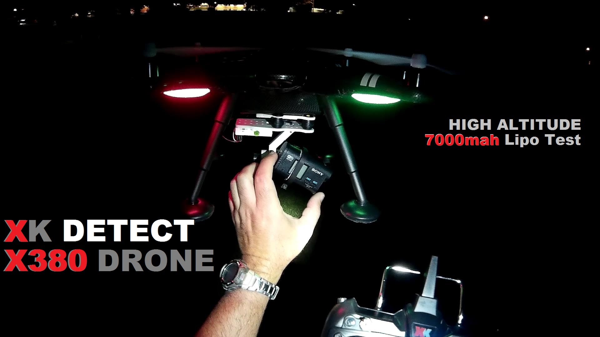 XK DETECT X380 GPS Drone Night Flight – [Mods, 7000mah, High Altitude Range Test]