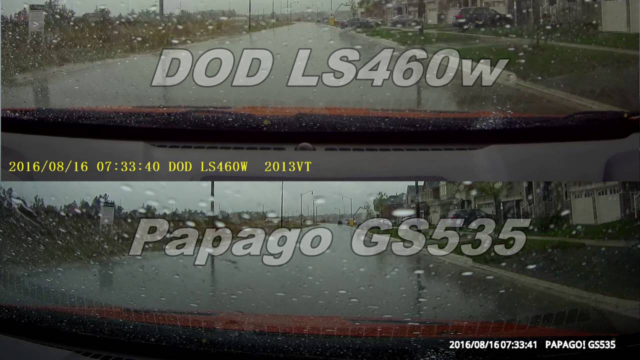 Dashcam Comparison – Papago GoSafe 535 DOD LS460w – Bad conditions – Night, Rain, Cloudy