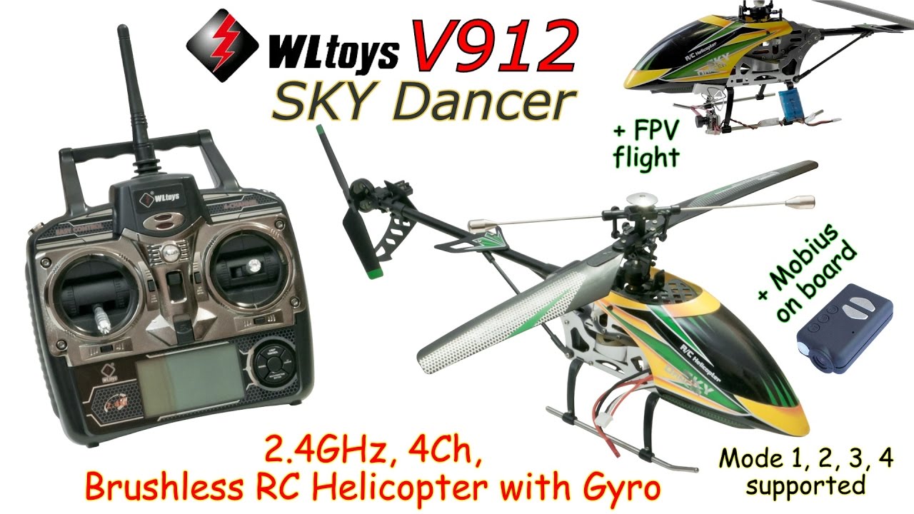 WLtoys V912 SKY Dancer 2.4GHz, 4Ch, Brushless RC Helicopter with Gyro (RTF) +FPV flight