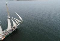 Drone video of the Denis Sullivan tall ship