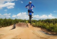 Drone captures incredible freestyle motocross stunts.