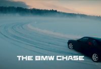 BMW chase on a ice track with FPV Drone