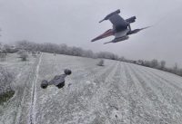 FPV invisible 360 drone Razor Crest chase by two pursuing X-wings: Mandalorian S2:E2