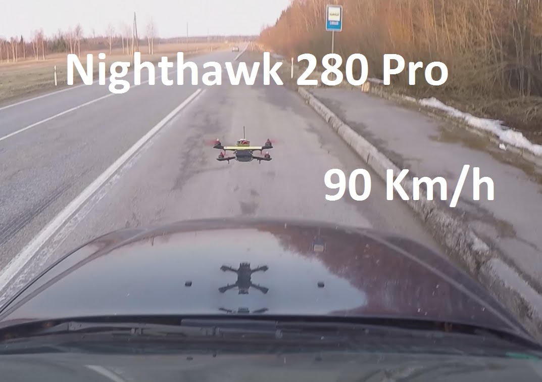 Emax Nighthawk 280 pro speed test from car 90 kmh without FPV [Speed Test]
