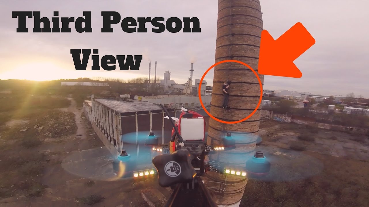 Third Person View MiniQuad FPV at Abandoned Factory Racing Drone 3PV