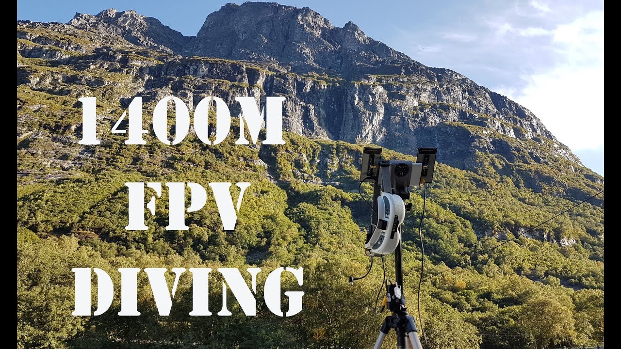 FPV drone diving a 1400m mountain