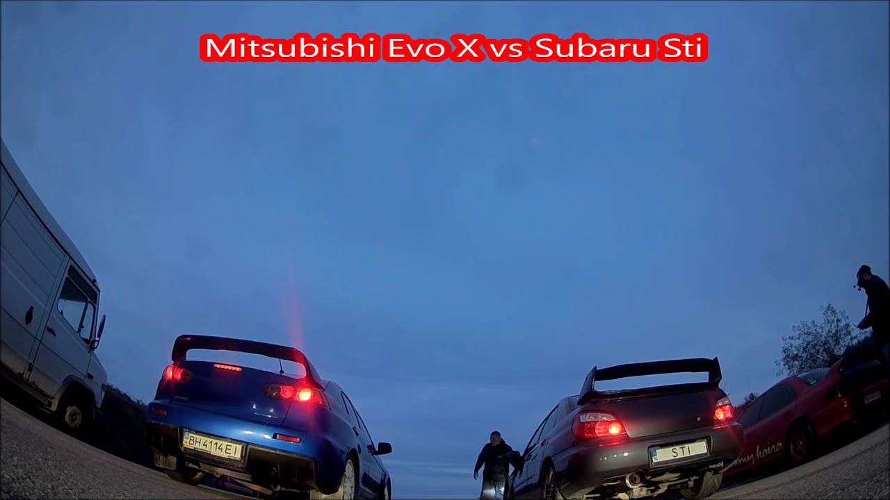 Dragracing Mitsubishi Evo X vs Subaru Sti Fpv racing drone