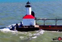 Michigan City Lighthouse Park CLOSED Stay At Home Order drone footage of Lock Down 4K