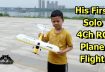 9 years old First Solo 4Ch RC Airplane Flight Smooth Landings