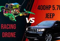 FPV Drone Chasing tuned Grand Cherokee Hemi | سباق بين جيب جراند شيروكي وطائرة سباق