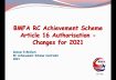Achievement Scheme Updates 2021